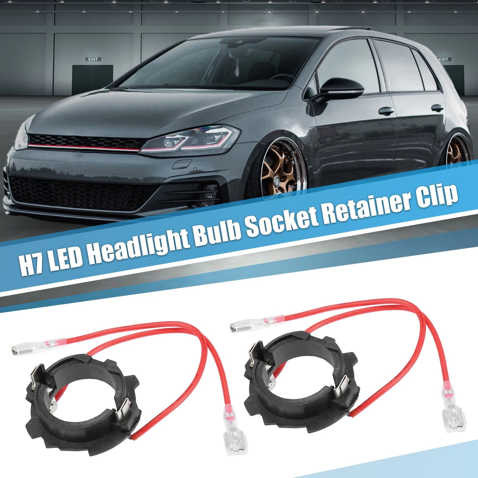 2pcs H7 LED Headlight Bulb Base Holder Adapters for Volkswagen GTI (2006–2019)