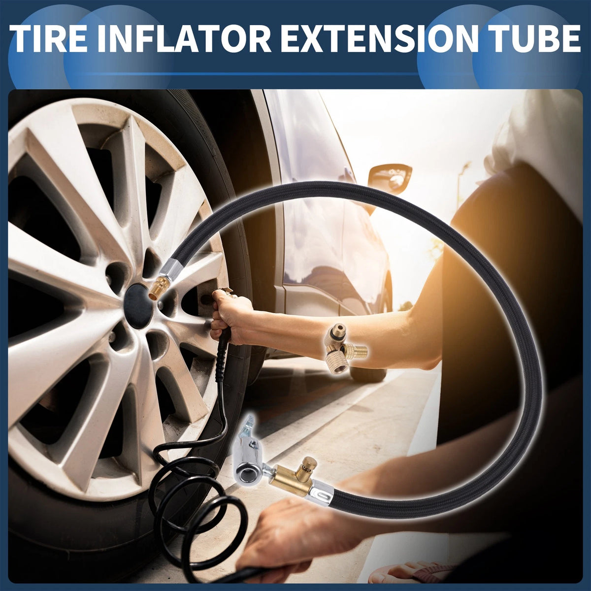 Tire Inflator Extension Tube Kit 15.5mm OD for Car and Bicycle (23.62")