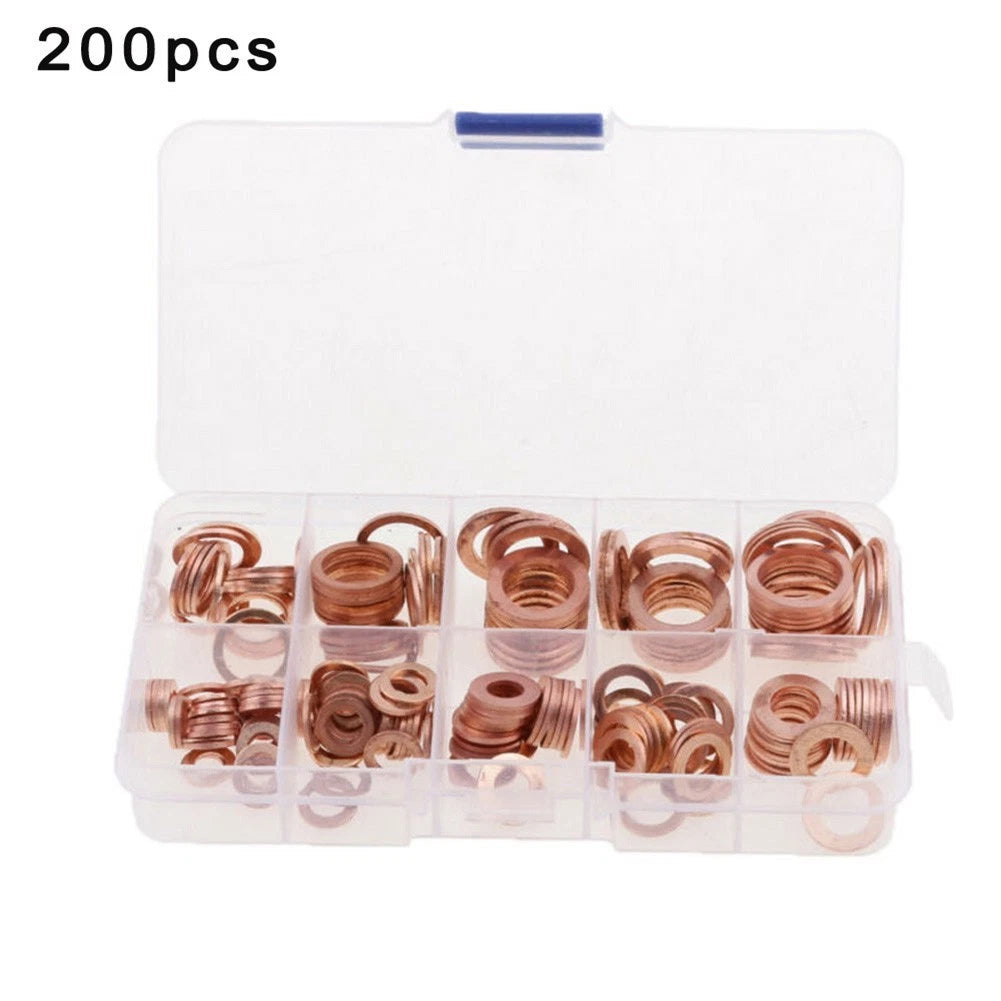 Set of 200 Copper Washer Seals for Drain Bolts