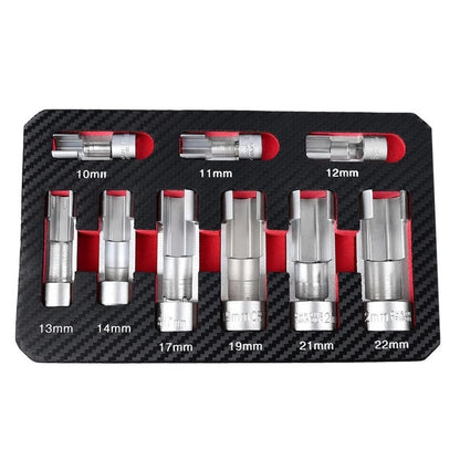 9 Piece Oxygen Sensor Wrench Kit for Fuel Line Service Chrome Vanadium