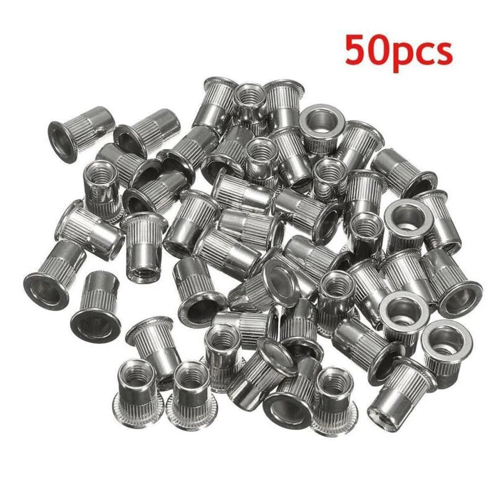Set of 50 M6 Thread Stainless Steel Flat Head Rivet Nuts Insert Nutserts