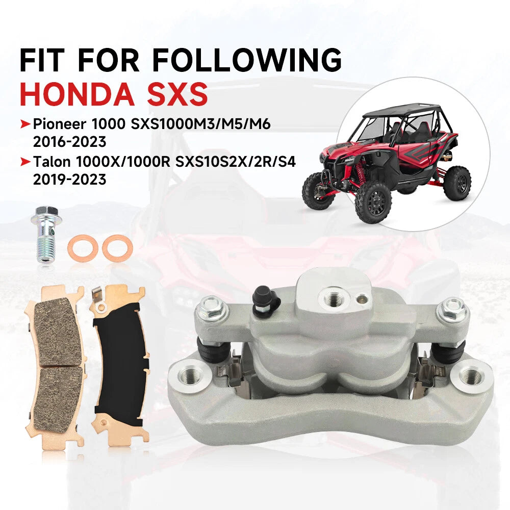 Front Left Brake Caliper w/Pads for Honda Pioneer 1000 (2016–2023)