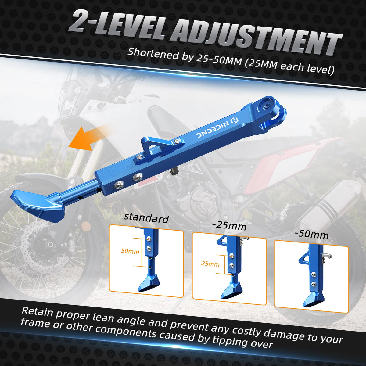 Anodized Side Stand Kickstand for Yamaha Tenere 700 (2020–2024)