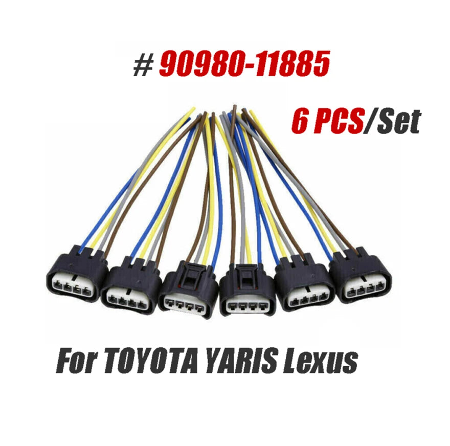 6X Ignition Coil Plug Connector Harness for Toyota Lexus (90980-11885)