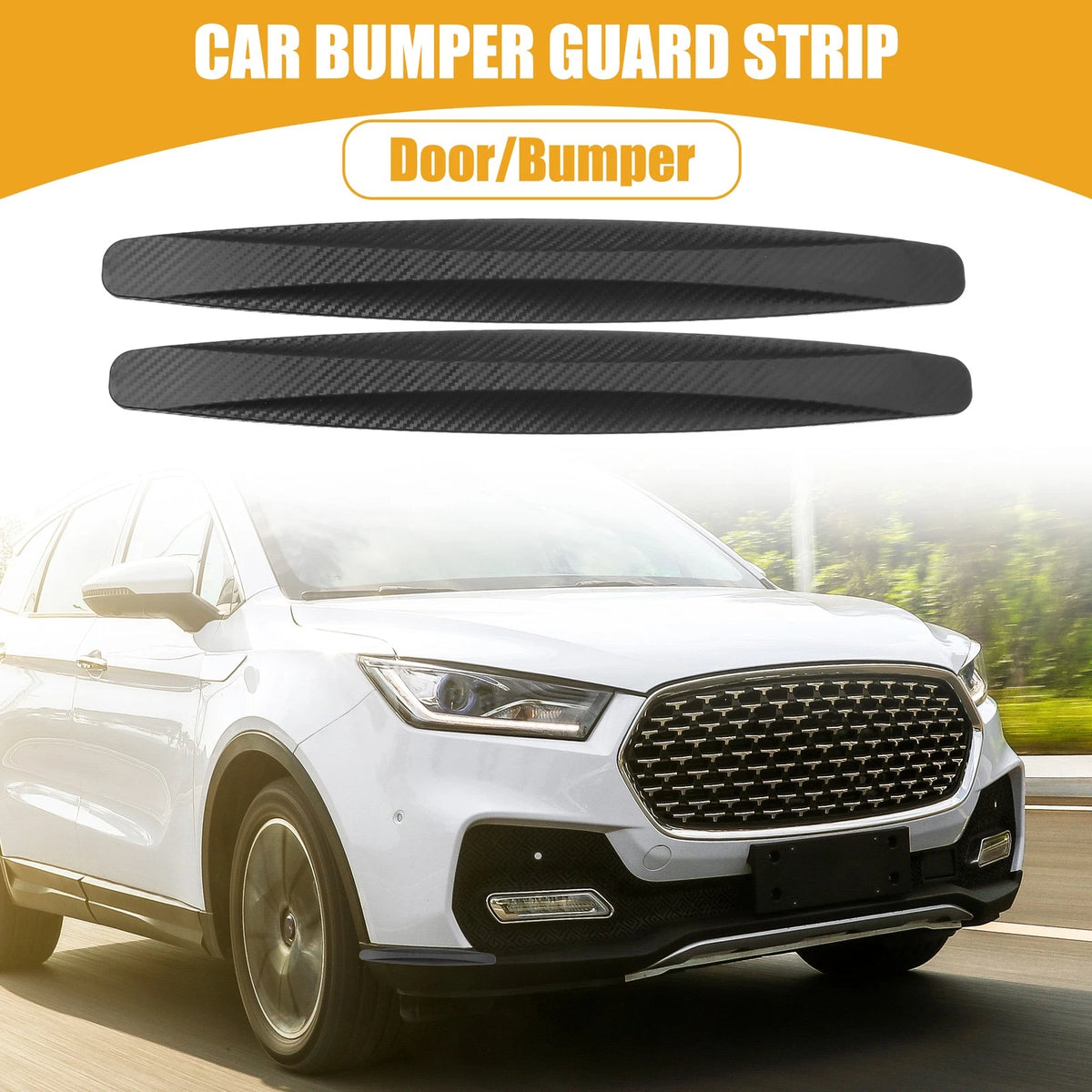 2pcs Car Bumper Guard Strips for Universal Fit (40cm, Carbon Fiber)