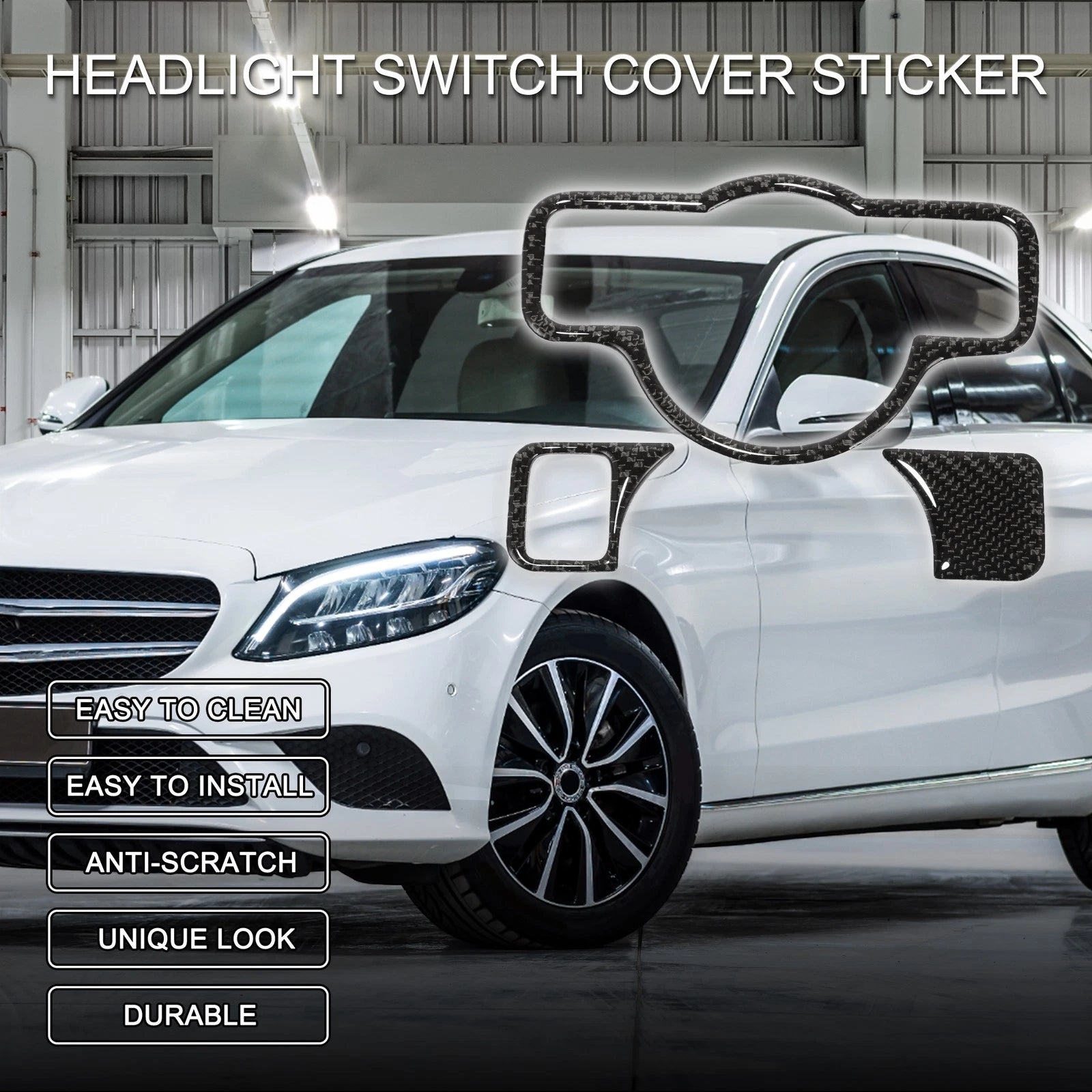 Headlight Switch Cover Sticker for Mercedes-Benz A B C E G CLA Class (2013–2020)