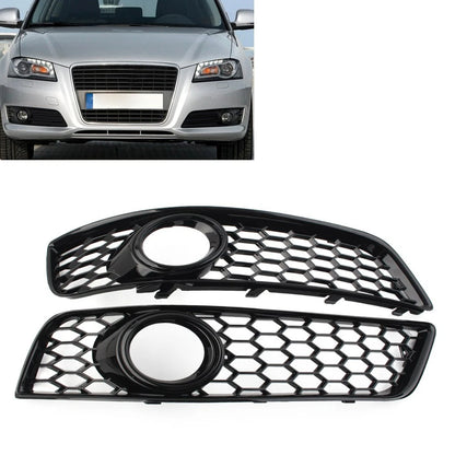 Front Bumper Honeycomb Fog Light Grille Cover for Audi A3 8P (2009–2013)