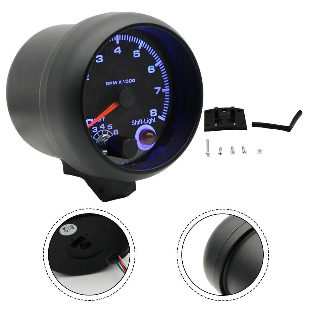 Tachometer for 12V Vehicles (Black Shell Design)