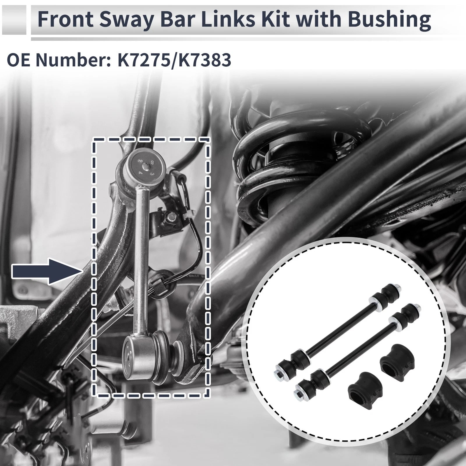 Front Stabilizer Bar Links with 2 Bushing for Dodge Ram 1500 (2002–2018)