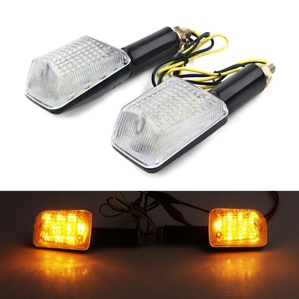Pair 8mm Amber Bulb Turn Signal Indicator Lights for Universal Motorcycles (12V)