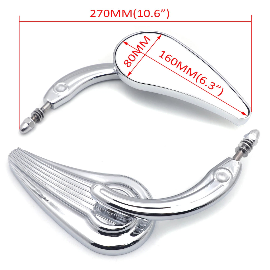 Flame Side Mirrors for Harley Motorcycles (1984–2014) Chrome
