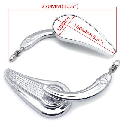 Flame Side Mirrors for Harley Motorcycles (1984–2014) Chrome
