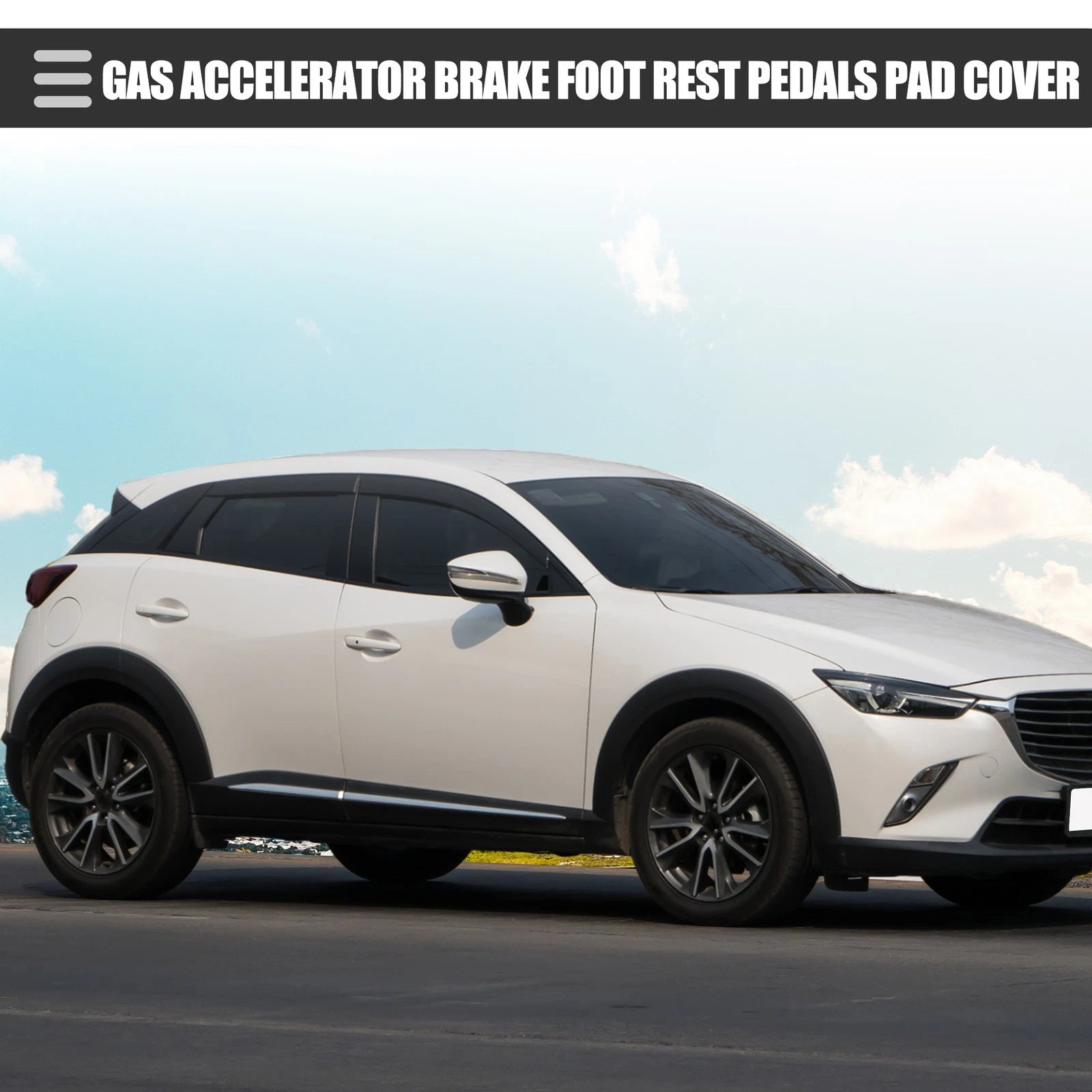 Gas Accelerator Brake Foot Rest Pedal Covers Set for Mazda CX-3 (2016–2019)