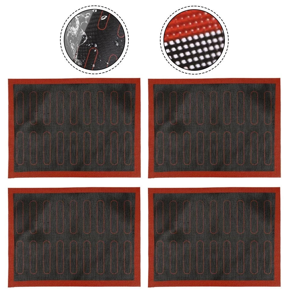 Set of 4 Silicone Nonstick Baking Mats for Bread Pastries Pizza