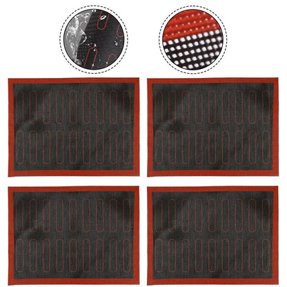 Set of 4 Silicone Nonstick Baking Mats for Bread Pastries Pizza