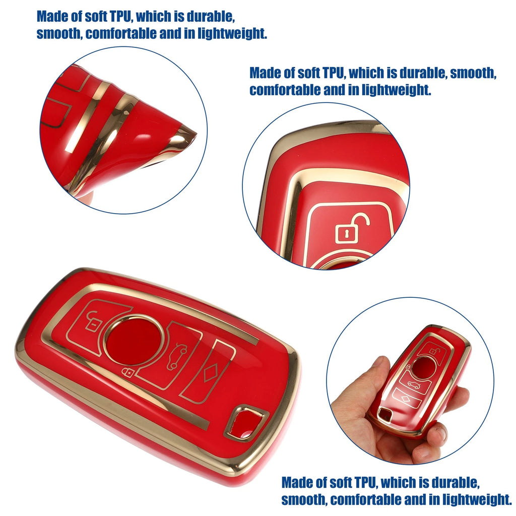 Key Fob Cover 3 Button Keyless Entry for BMW 1 Series (Red) (2011–2017)