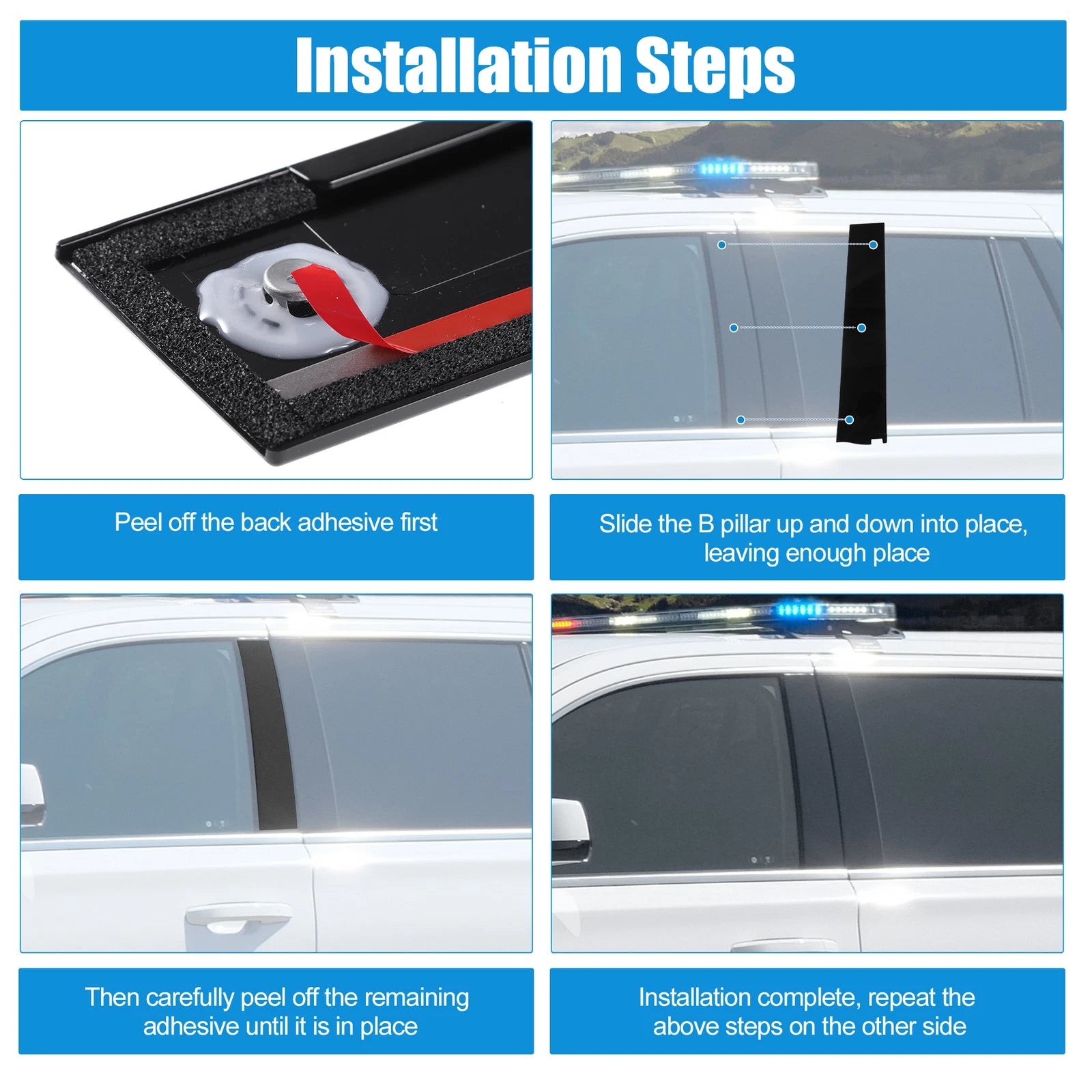 Pair Door B Pillar Trim Panel for Cadillac Chevy
