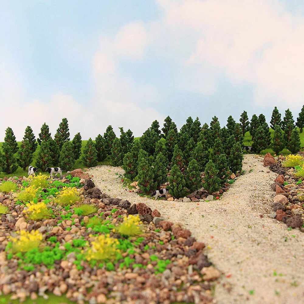 40pcs 2.28" Pine Trees for Train Railroad Park Landscape Garden