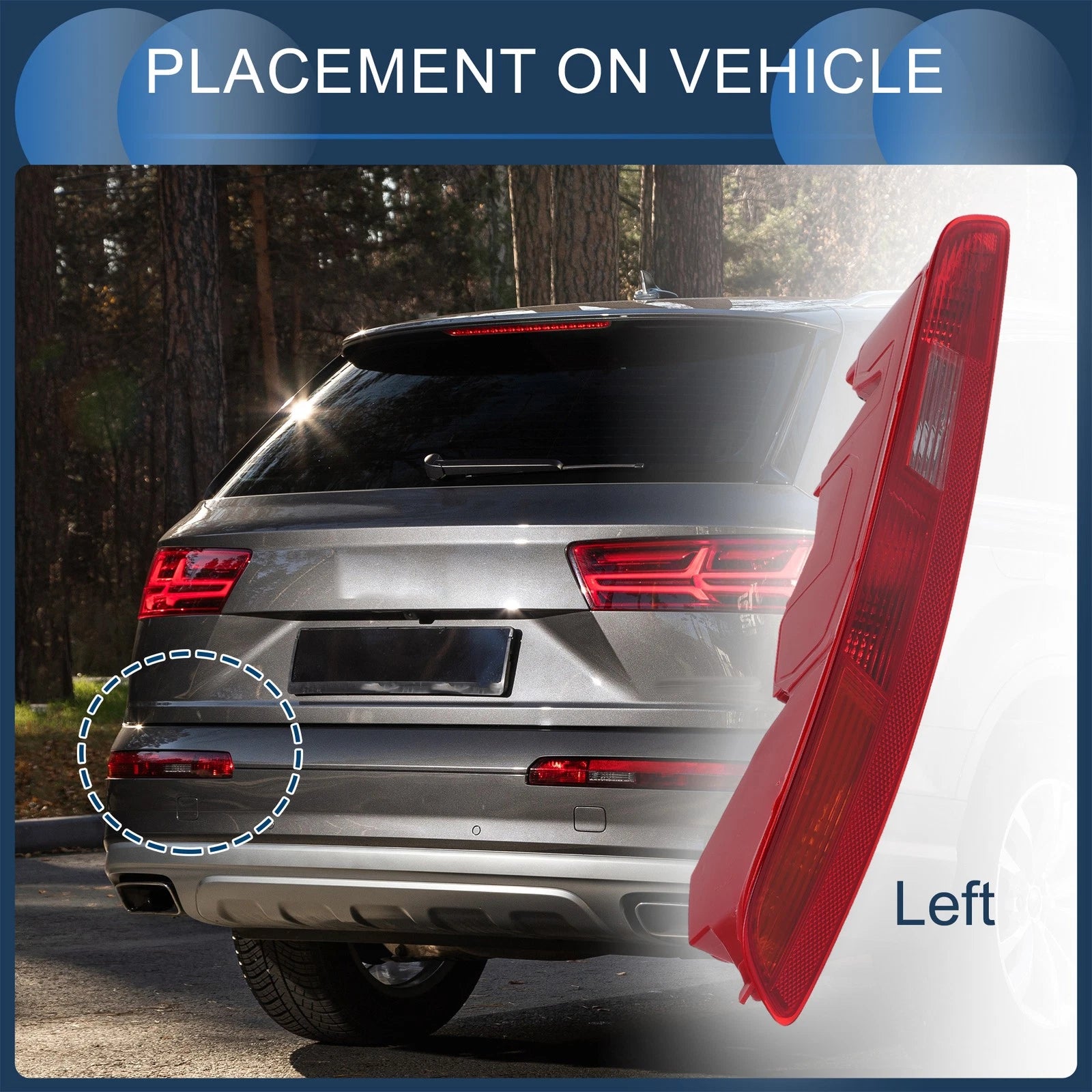 Left Rear Bumper Tail Light Shell Replacement for Audi Q3 (2012–2015)