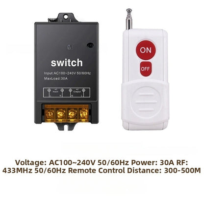Single Channel Remote Control Switch 30A 100-240VAC Wireless RF 433 MHz