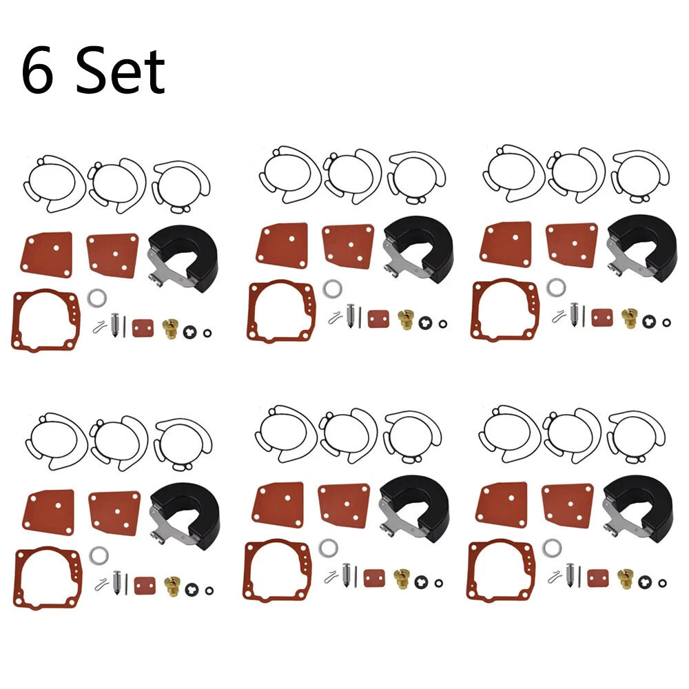 Set of 6 Carburetor Rebuild Kits for Johnson Evinrude (438996, 436852, 18-7247)