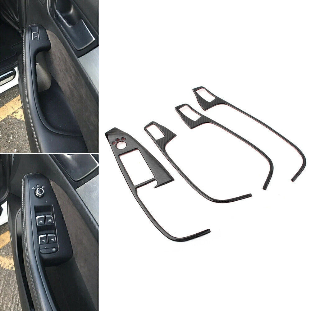 Set of 4 RHD Carbon Interior Window Switch Button Covers for Audi Q5 (2009–2017)