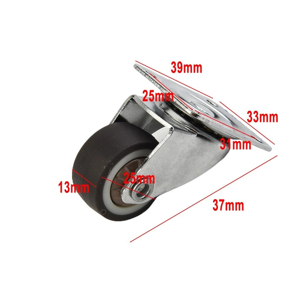 Set of 4 Rubber Caster Wheels for Moving Accessories (25mm)