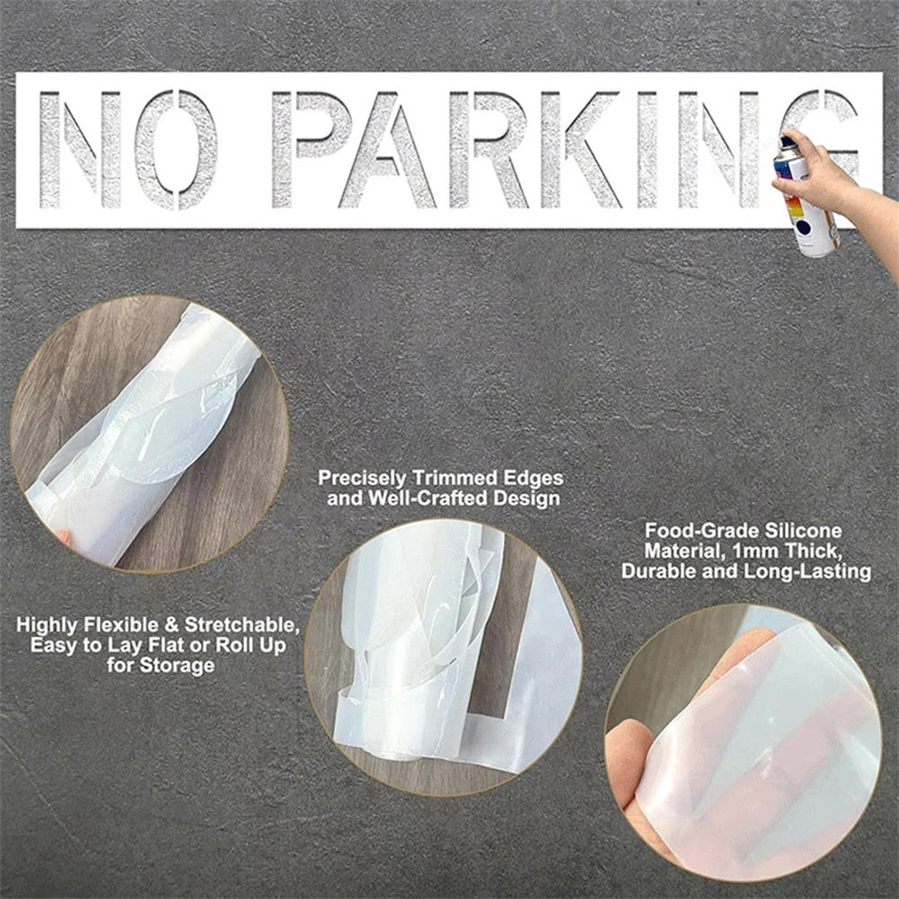 12-Inch Tall Silicone No Parking Stencil for Fire Lane Mark (Reusable)