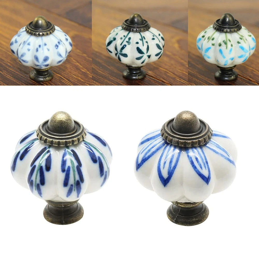 Set of 6 Pumpkin Ceramic Drawer Knobs for Dresser Hardware