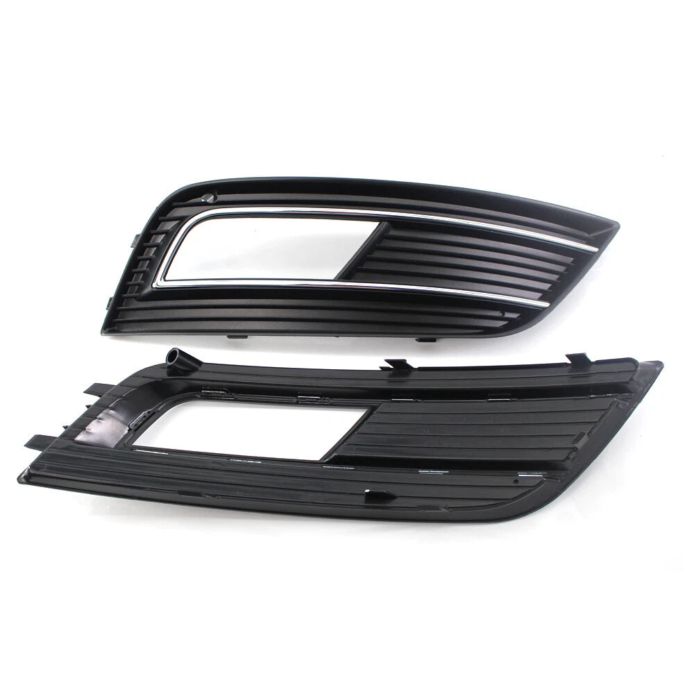 2Pcs Front Bumper Fog Light Grille Bezel Cover for Audi A4 B8 (2012–2015)