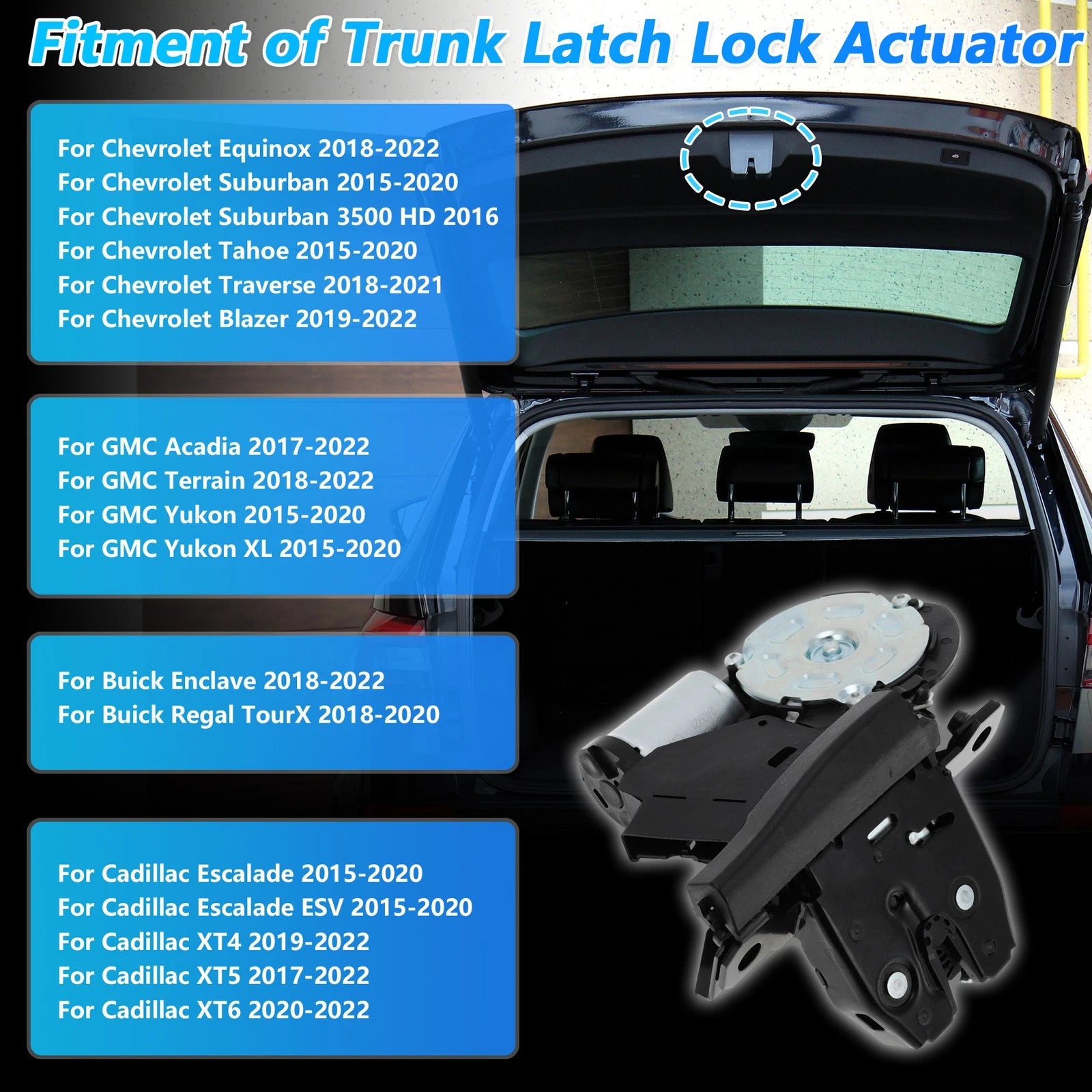 Trunk Latch Lock Actuator Replacement for Chevy Suburban Tahoe Yukon (2000–2024)
