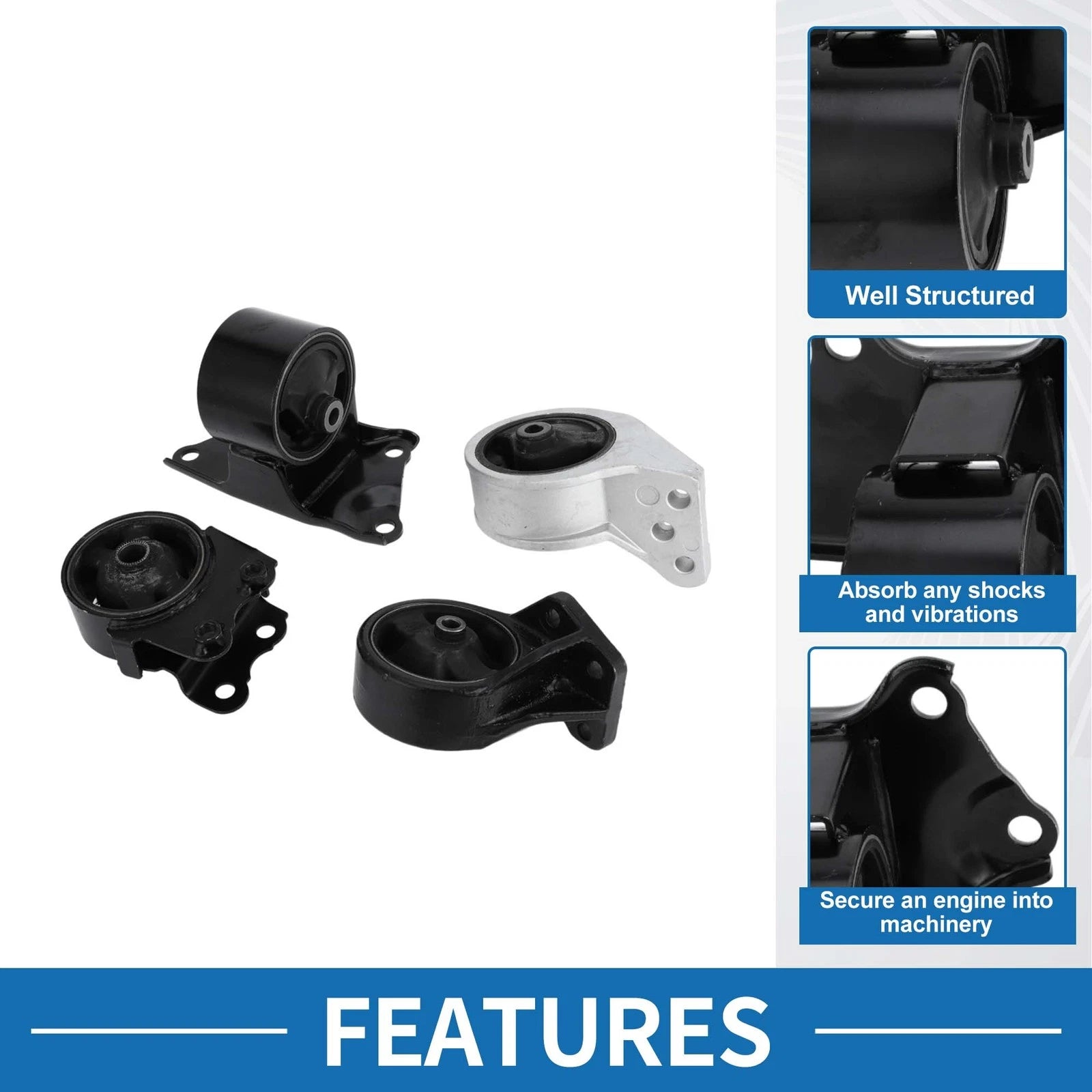 Engine Motor Transmission Mount Set Replacement for Hyundai Sonata 2.4L (2002–2005)