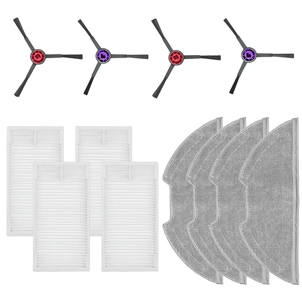 Mop Cloths, Side Brushes, Filter Pack for Eureka E20 Plus (Compatible)