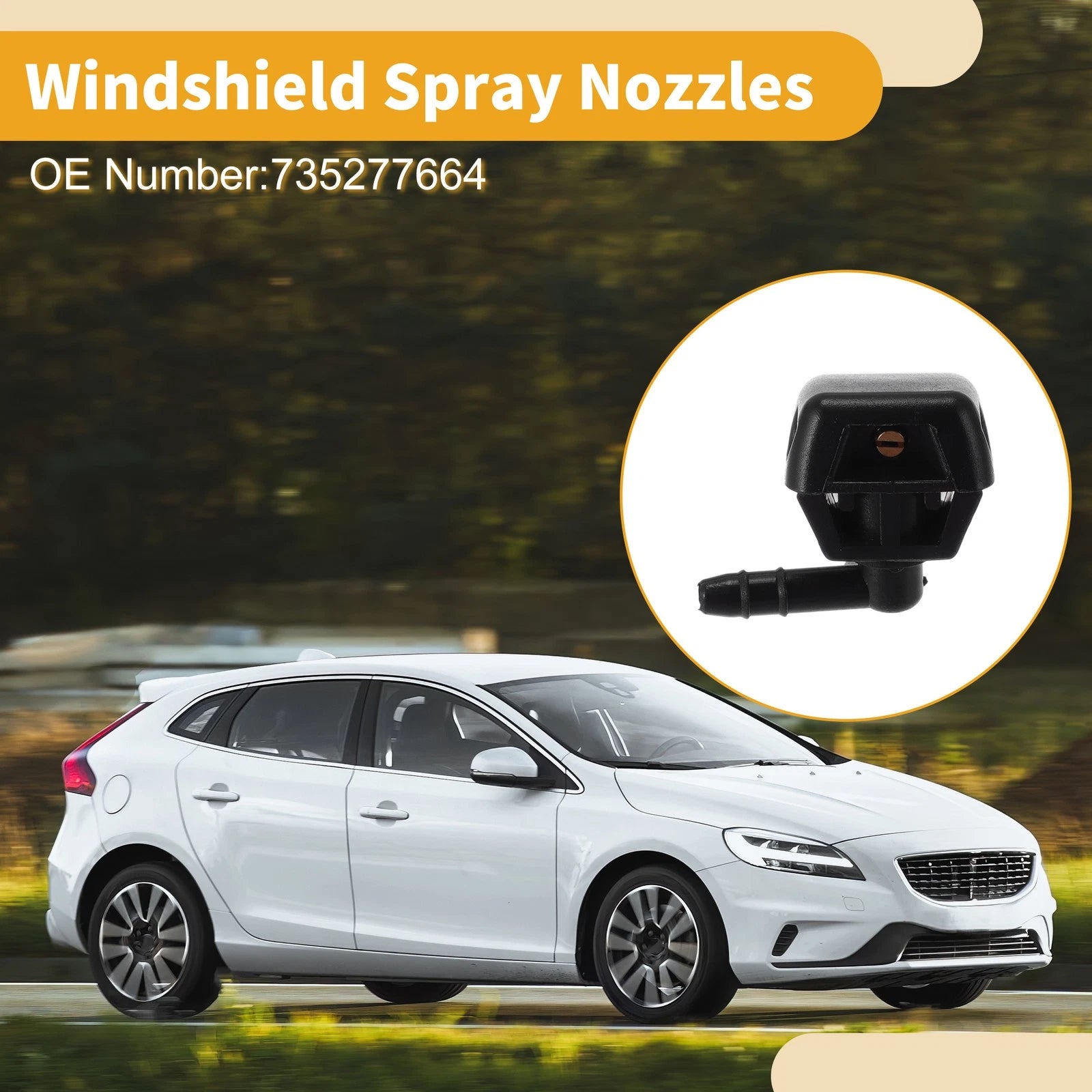 2 Pcs Front Windshield Washer Nozzle for Fiat Panda (2004–2012) No. 735277664