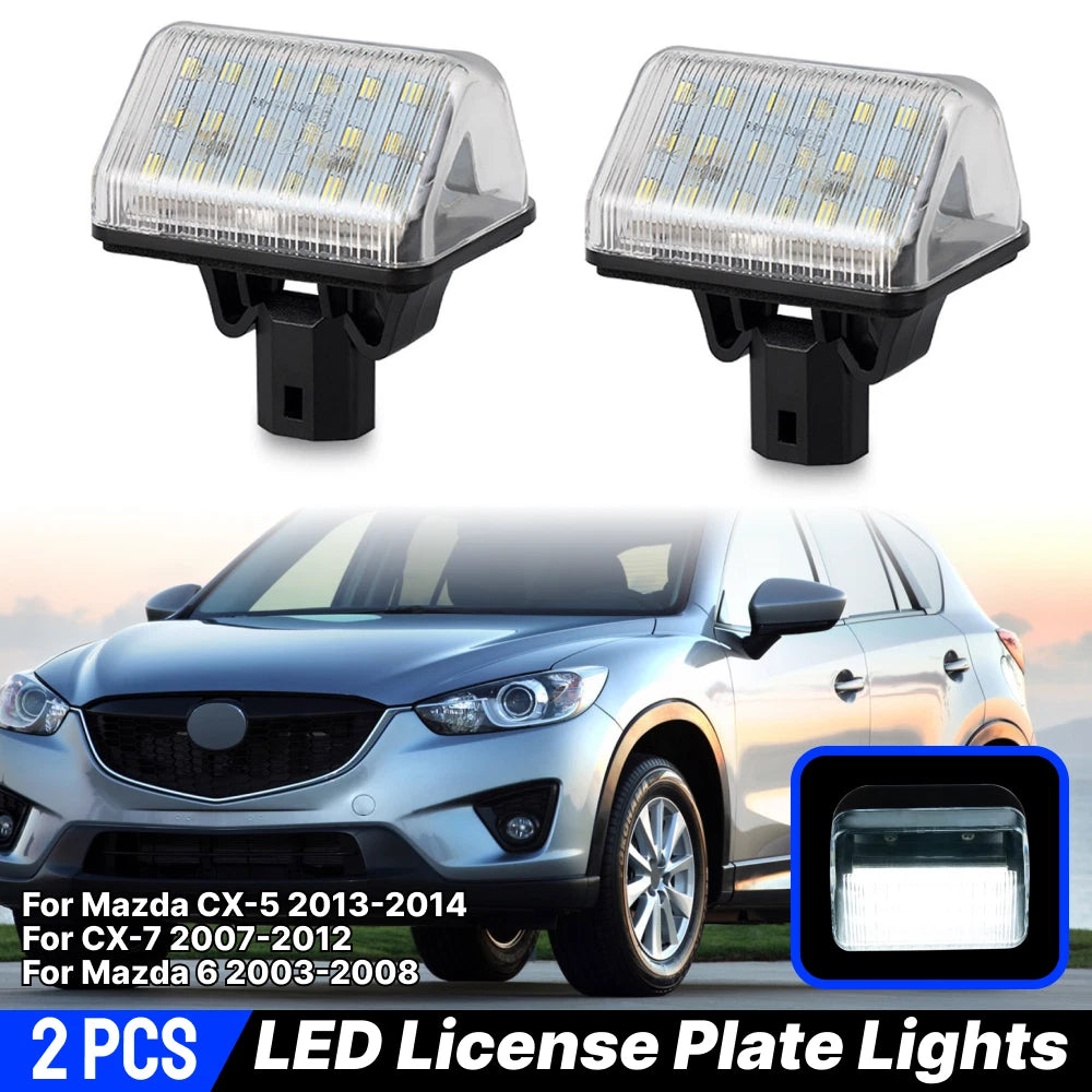 2X White LED License Plate Light for Mazda CX-5 (2013–2014) CX-7 (2007–2012)