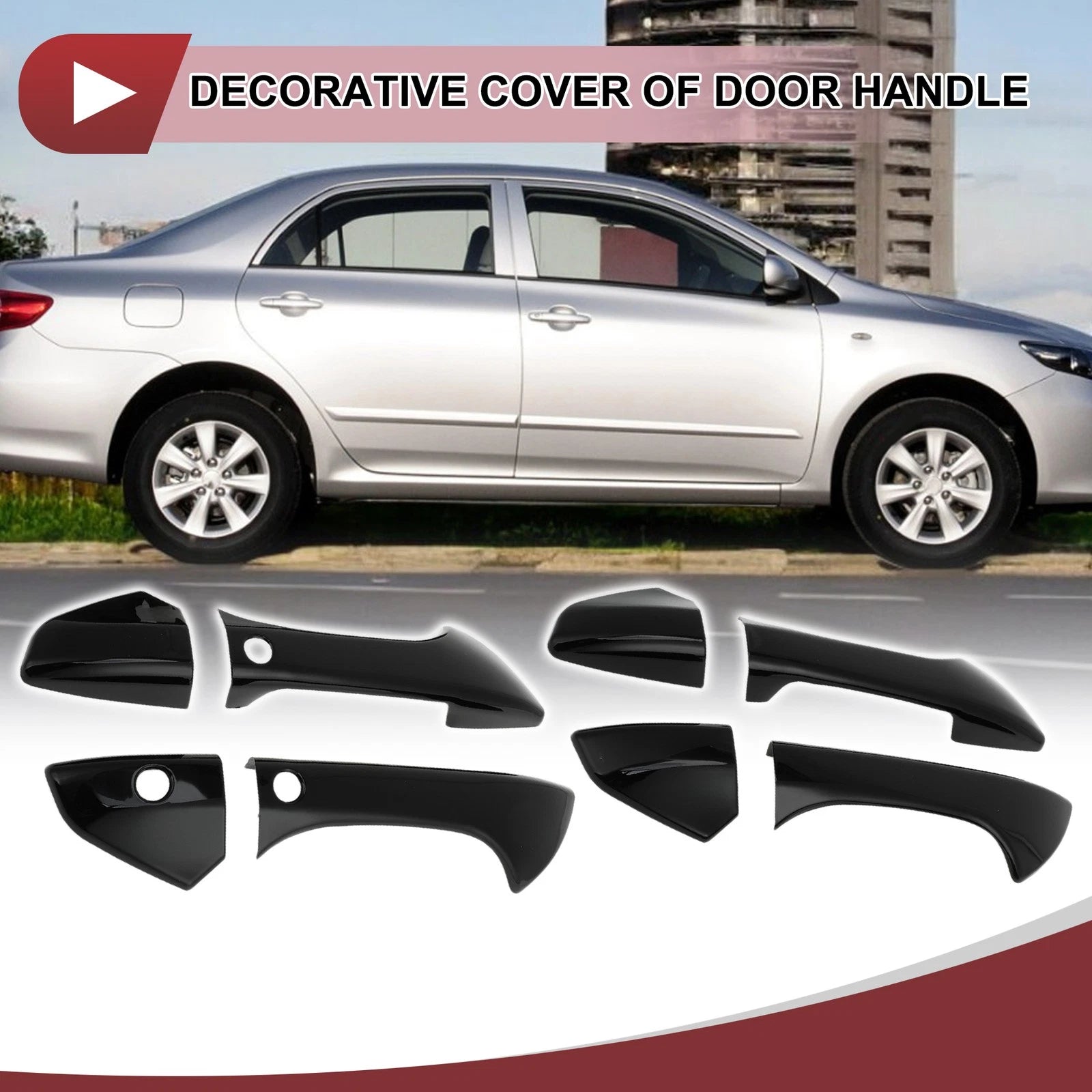 Car Door Handle Cover Outside Gloss Black Replacement for Honda Accord (2008–2012)