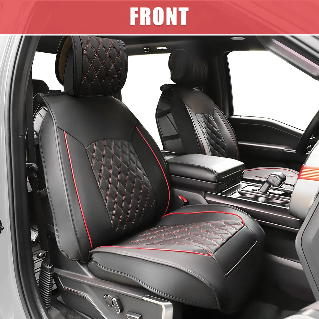 Front Seat Covers Cushion Cover for Chevrolet Seat Protector Black Red (2 Pcs)
