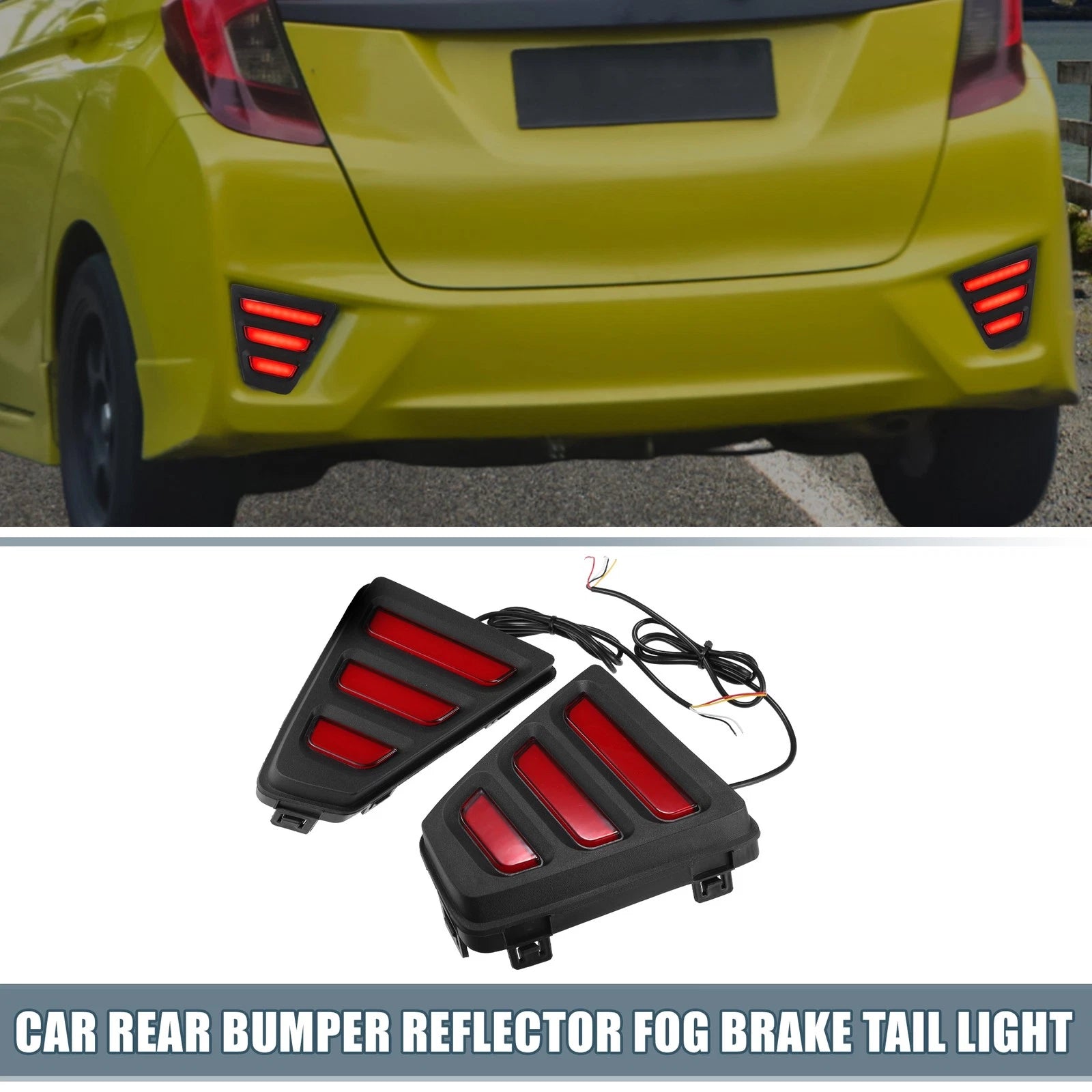 Rear Bumper Reflector LED Brake Tail Light for Honda Fit Jazz (2014–2017)
