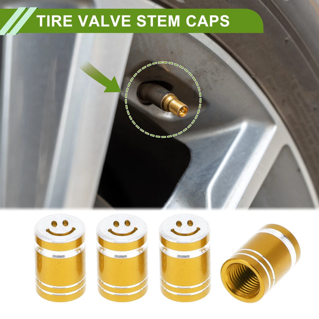 Tire Valve Stem Caps Gold Tone Replacement for Bicycle Tire 4 Pack (4)