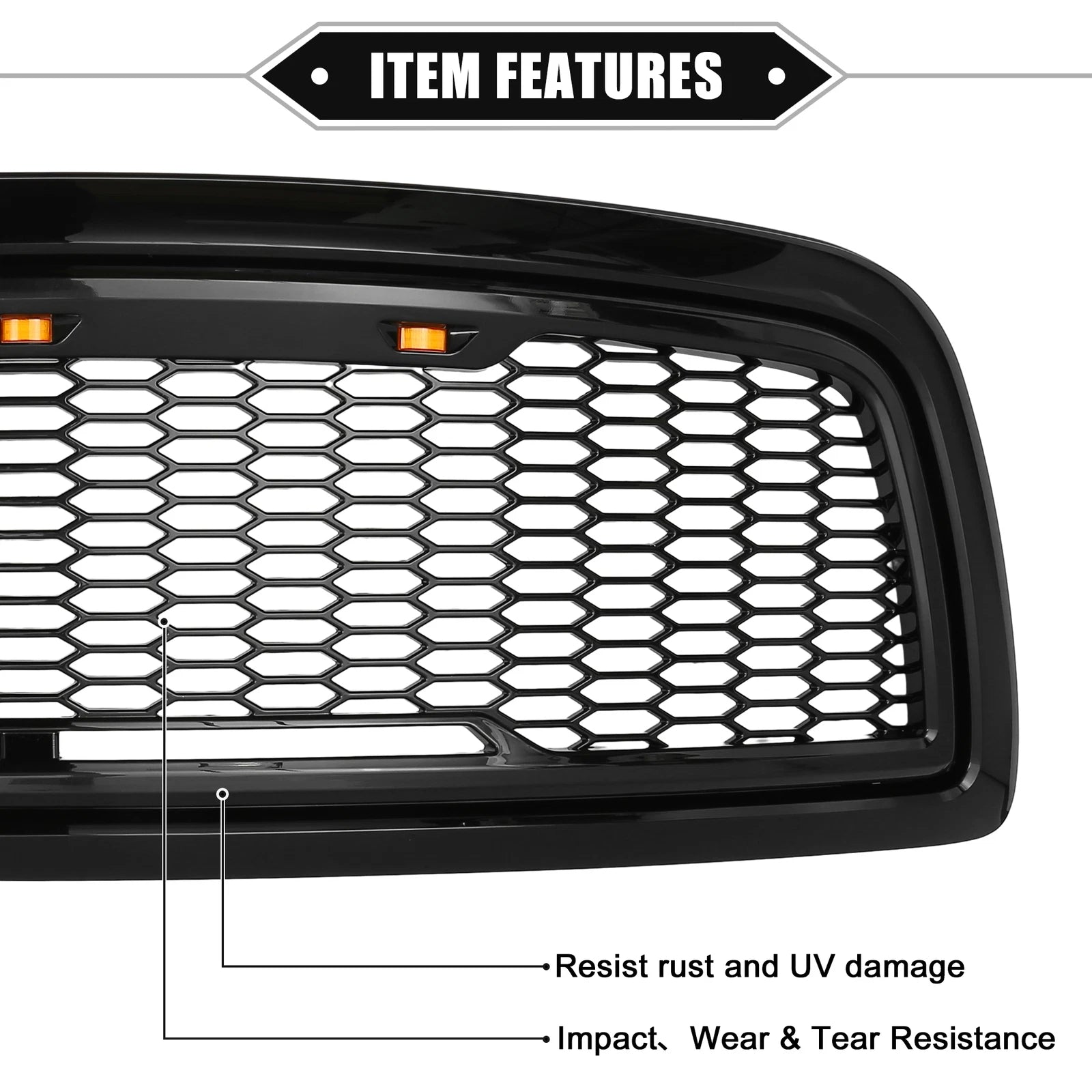 Front Grille Assembly with LED Lights for Dodge Ram 1500 (2009–2010)