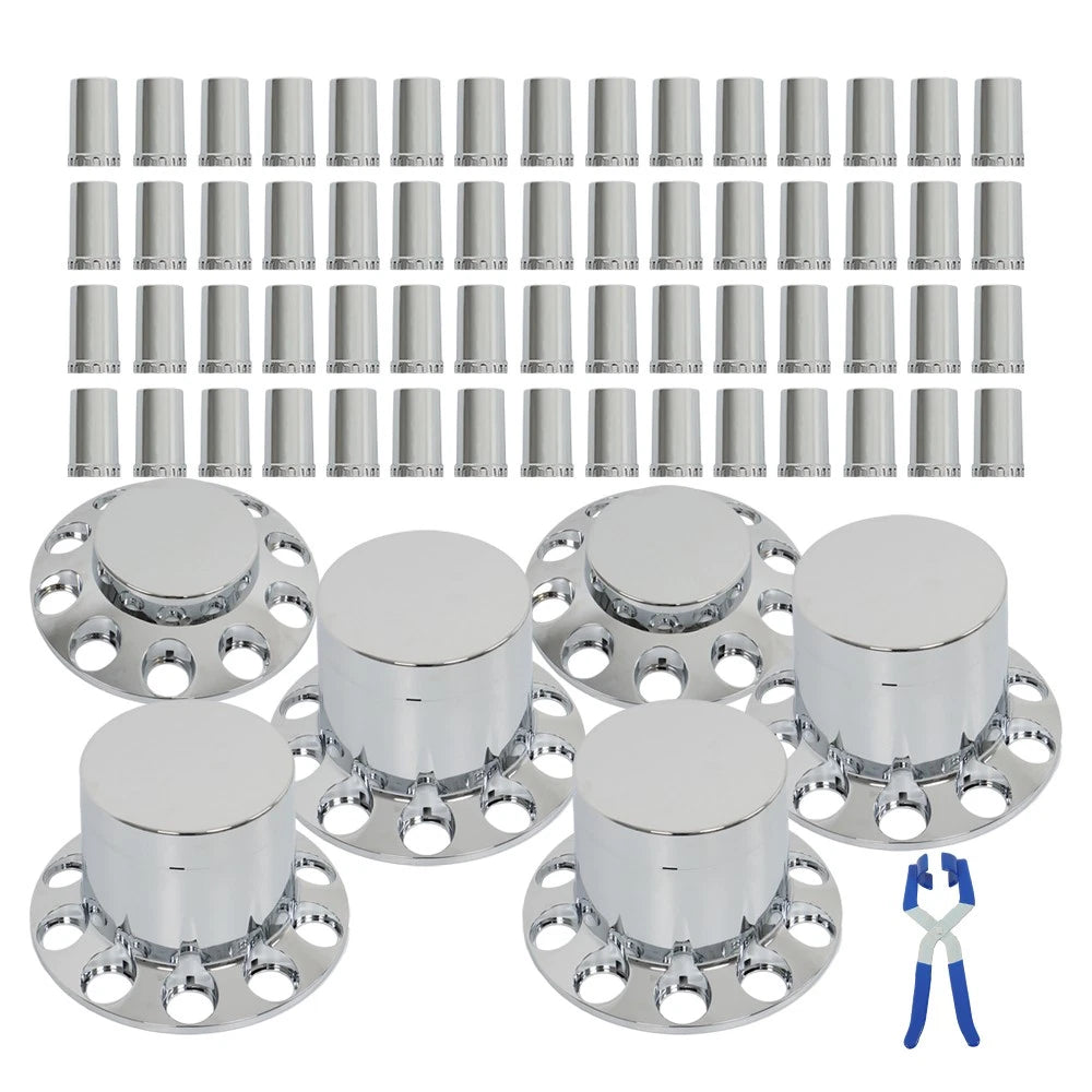 Front Axle Cover Kit for - ABS Chrome, 33mm Flange Nut