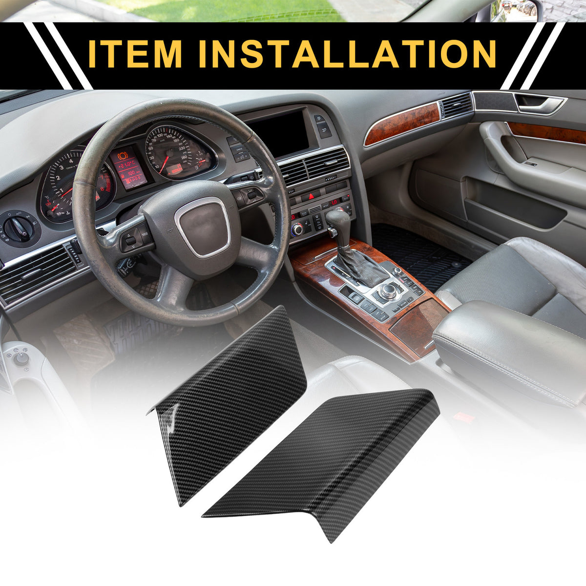 Door Panel Handle Covers Carbon Fiber Pattern Pair for Ford F-150 (2021–2024)