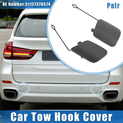 1 Pair Rear Tow Hook Eye Hole Cover Cap for BMW X5 (2016–2018) Gray Plastic