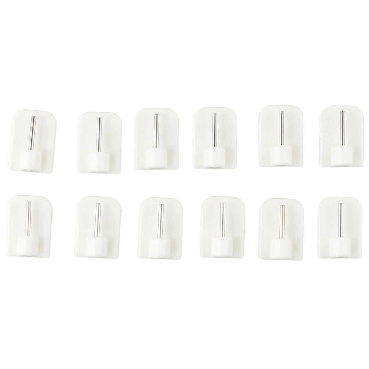 Set of 12 Curtain Hooks for Curtain Rods - Self-Adhesive, White
