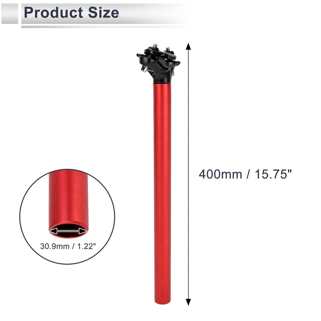 Bike Seat Post 30.9x400mm Adjustable Angle Replacement for Red Aluminum Alloy