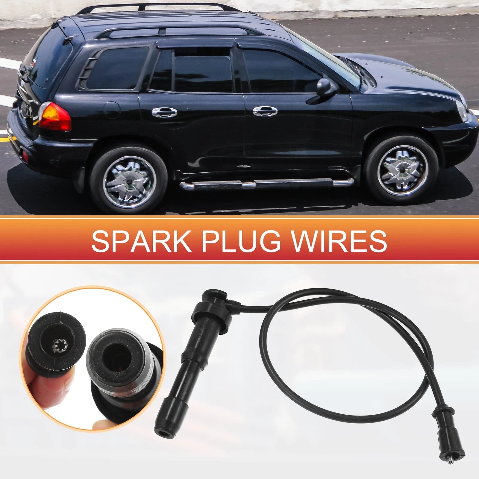 3PCS Ignition Coil Cable Spark Plug Wire Replacement for Hyundai Santa Fe (2010–2018)