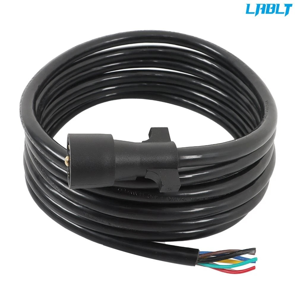 7-Way 7-Pin Wire Harness Light Plug Connector Trailer Cable - 16FT