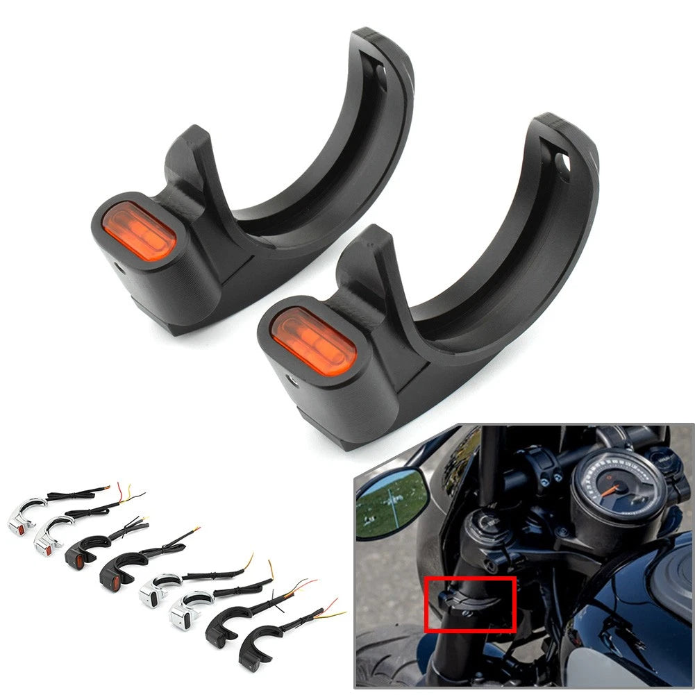 LED Front Turn Signal Light for Harley 49-51mm Front Fork Shock Absorber