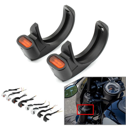 LED Front Turn Signal Light for Harley 49-51mm Front Fork Shock Absorber