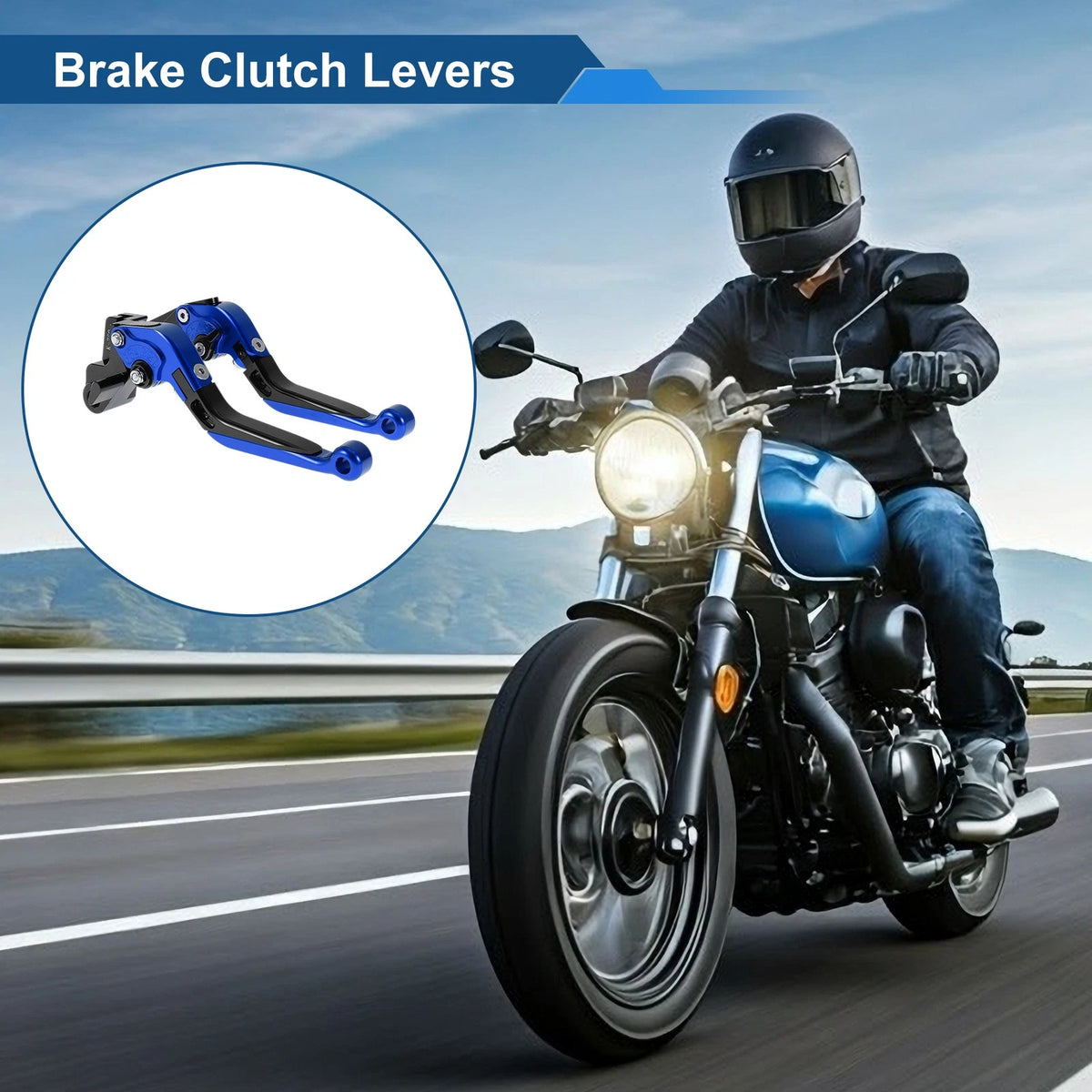 Adjustable Brake Clutch Lever for Kawasaki ER-5 (2004–2005) Blue Black